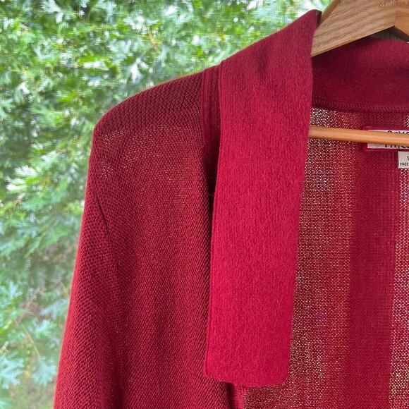 Beyond Threads Women's Red Asymmetric Alpaca Cardigan Sweater Scarlet Size 1X - Picture 5 of 10